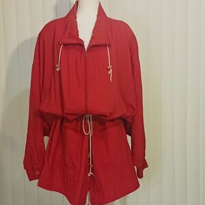 Holiday Gift Jacket Long Sleeve Adjustable Waist Red Women's Lg